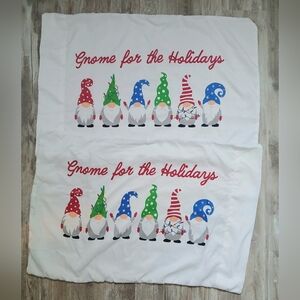 Set of 2 Christmas Gnome Pillowcases | "Gnome for the Holidays" | Festive Cozy